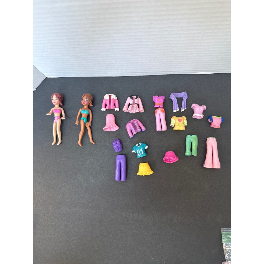 Vintage Mattel Polly Pocket Doll Lot Figures Snap On Clothes Accessories 20pc